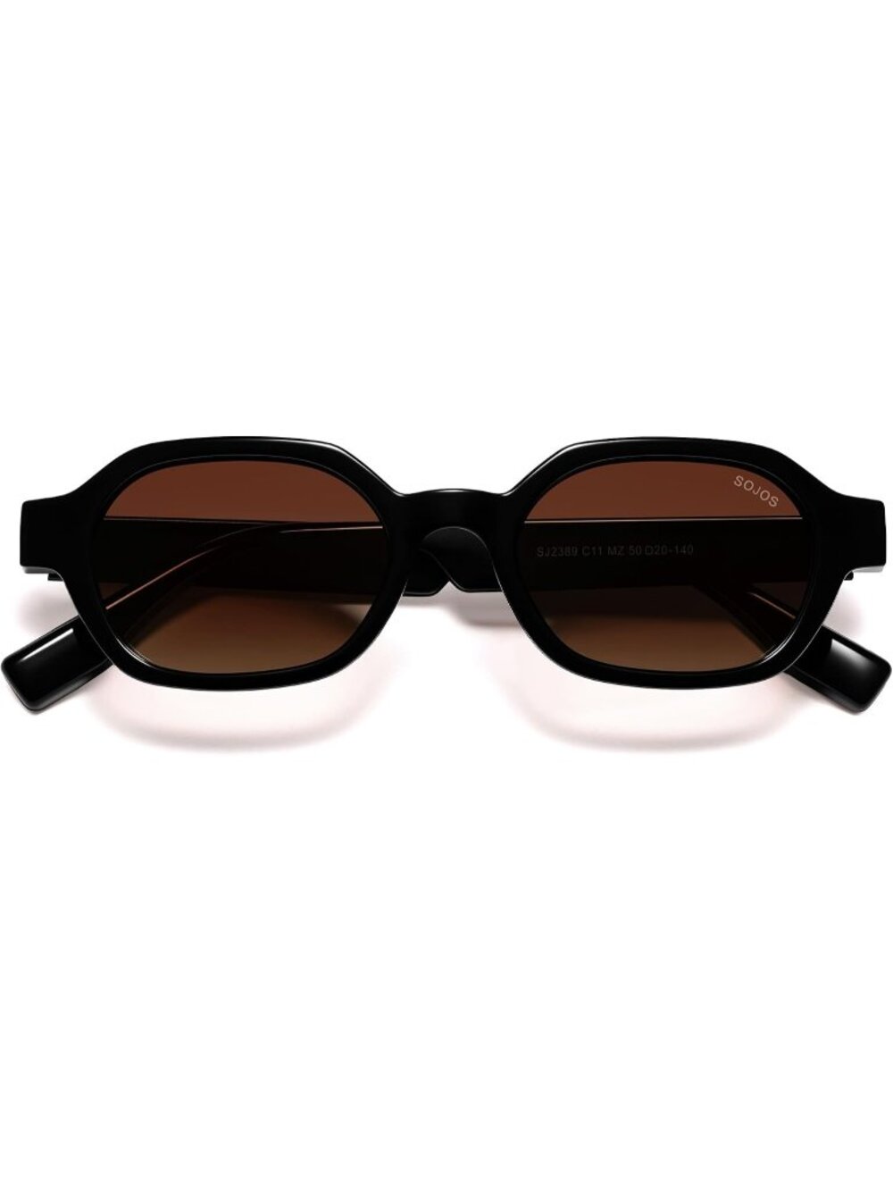 Unisex Gratient Brown Carbon Classic Polarized Hexagonal Rectangle Sunglasses